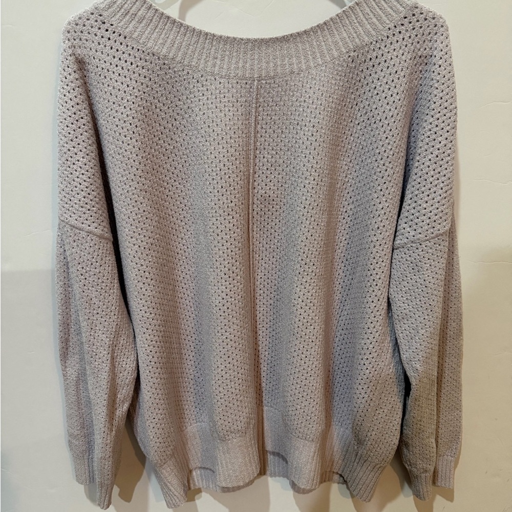Barefoot Dreams Light Purple Open-Knit Women's Sweater